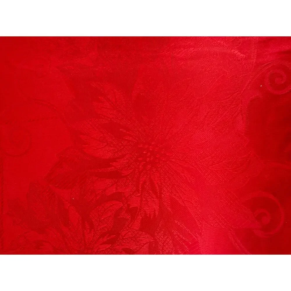 Christmas Poinsettia Red Jacquard Placemats Holiday Table Decor Set of 8
